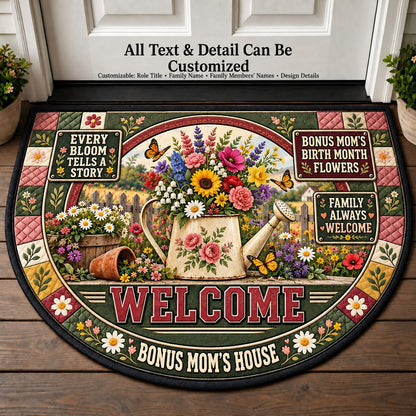 Bonus Mom's Birth Month Flowers Personalized Half Round Mat | 5To9Vibe