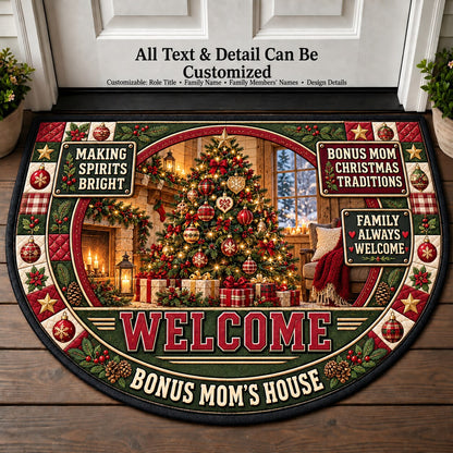 Bonus Mom's Christmas Traditions Personalized Half Round Mat | 5To9Vibe