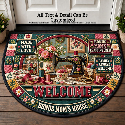 Bonus Mom's Crafting Crew Personalized Half Round Mat | 5To9Vibe
