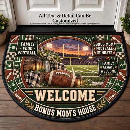 Bonus Mom's Football Sundays Personalized Half Round Mat | 5To9Vibe