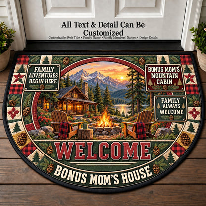 Bonus Mom's Mountain Cabin Personalized Half Round Mat | 5To9Vibe
