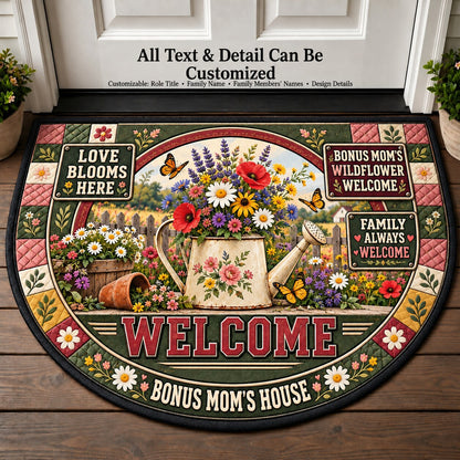 Bonus Mom's Wildflower Welcome Personalized Half Round Mat | 5To9Vibe