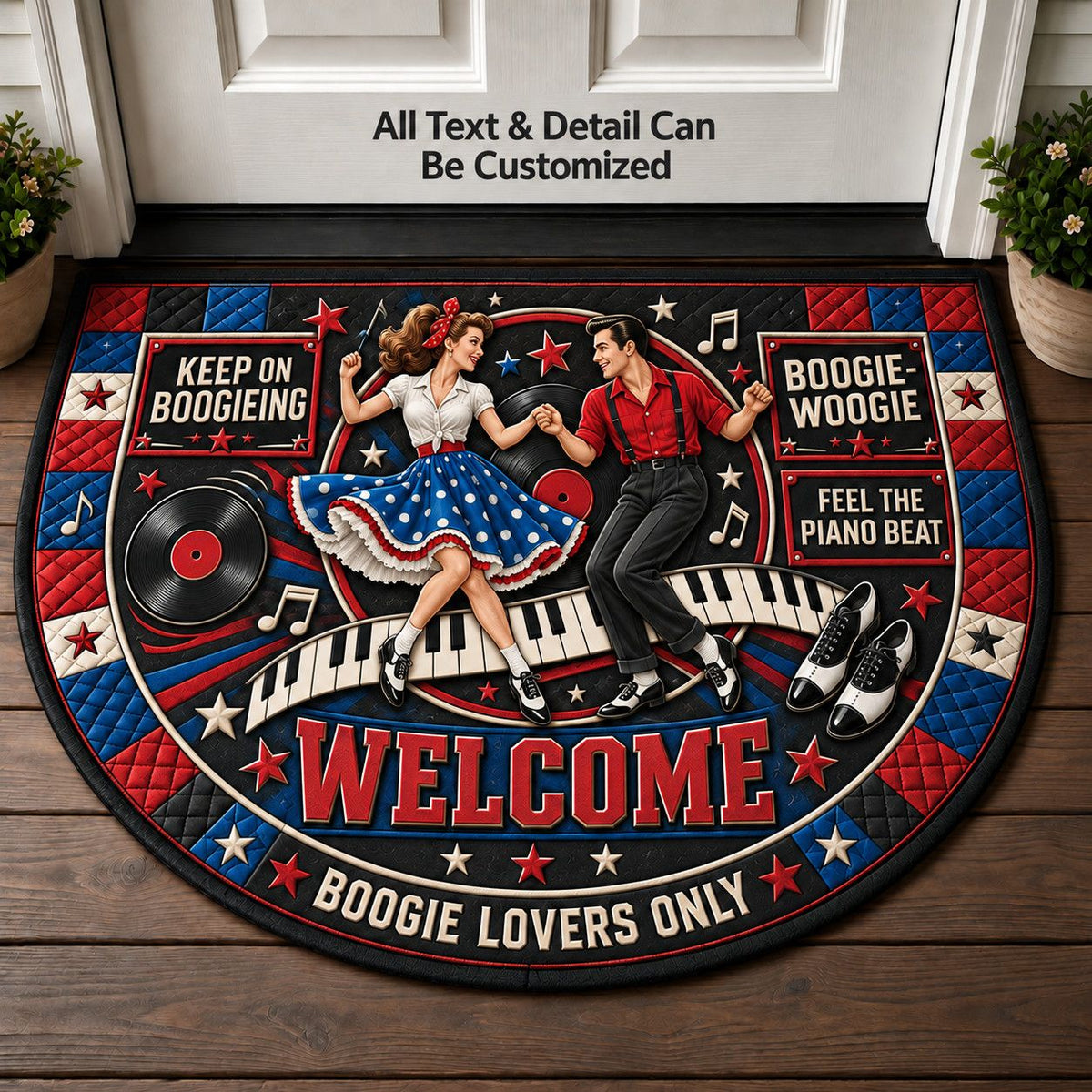 Boogie Woogie Personalized Half Round Mat | 5To9Vibe