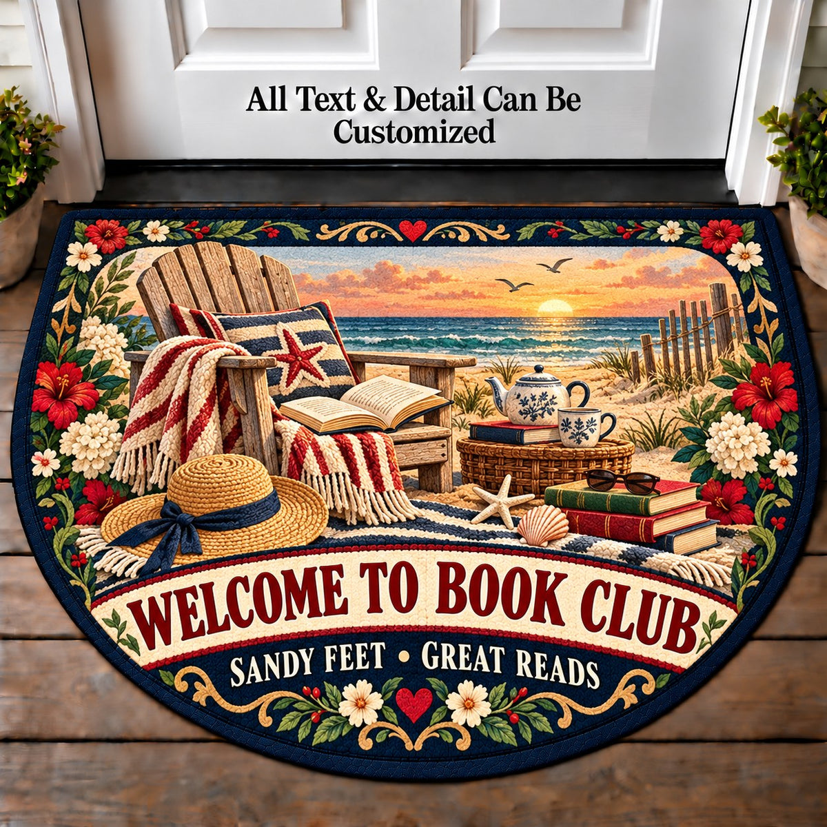 Beach Read - Book Club Friends Personalized Half Round Mat | 5To9Vibe