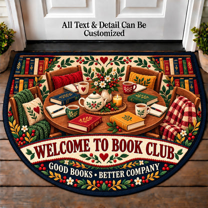 Book Club Night - Book Club Friends Personalized Half Round Mat | 5To9Vibe
