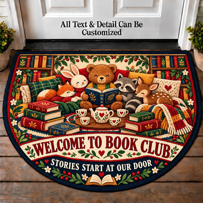 Children's Storytime - Book Club Friends Personalized Half Round Mat | 5To9Vibe