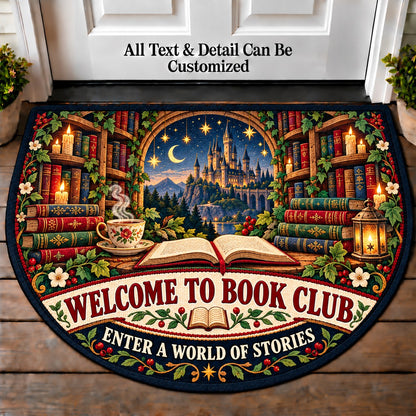Fantasy Castle Shelf - Book Club Friends Personalized Half Round Mat | 5To9Vibe