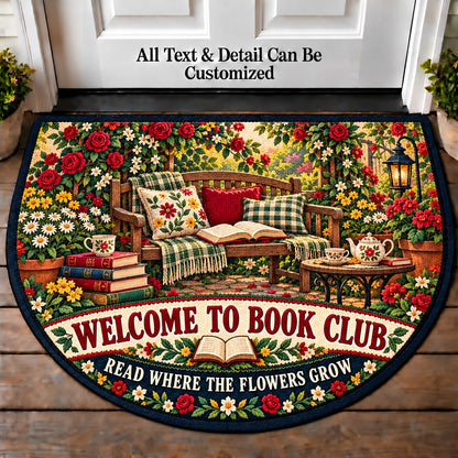 Garden Reading Nook - Book Club Friends Personalized Half Round Mat | 5To9Vibe