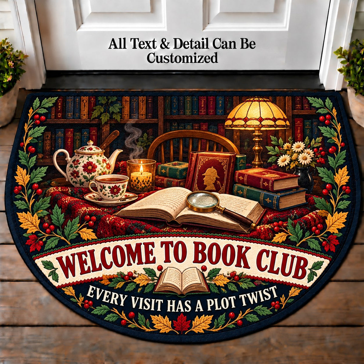 Mystery Night - Book Club Friends Personalized Half Round Mat | 5To9Vibe