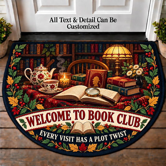 Mystery Night - Book Club Friends Personalized Half Round Mat | 5To9Vibe