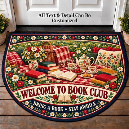 Paperback Picnic - Book Club Friends Personalized Half Round Mat | 5To9Vibe
