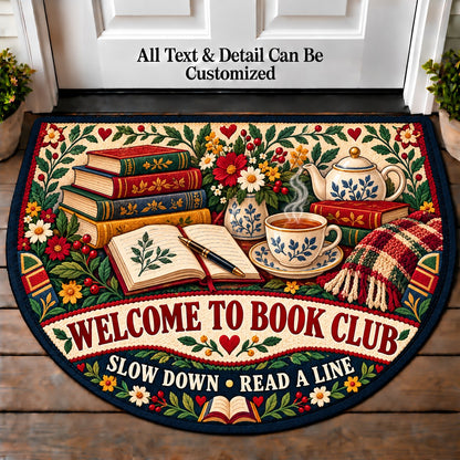 Poetry and Tea - Book Club Friends Personalized Half Round Mat | 5To9Vibe