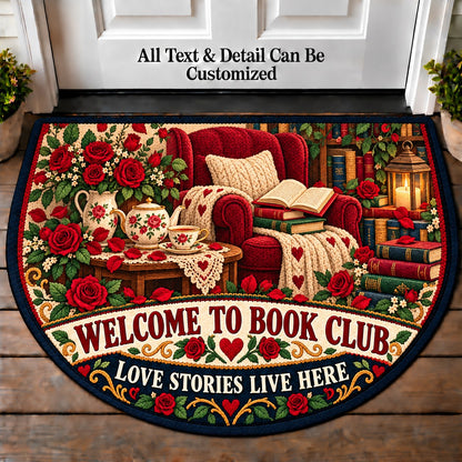 Romance and Roses - Book Club Friends Personalized Half Round Mat | 5To9Vibe