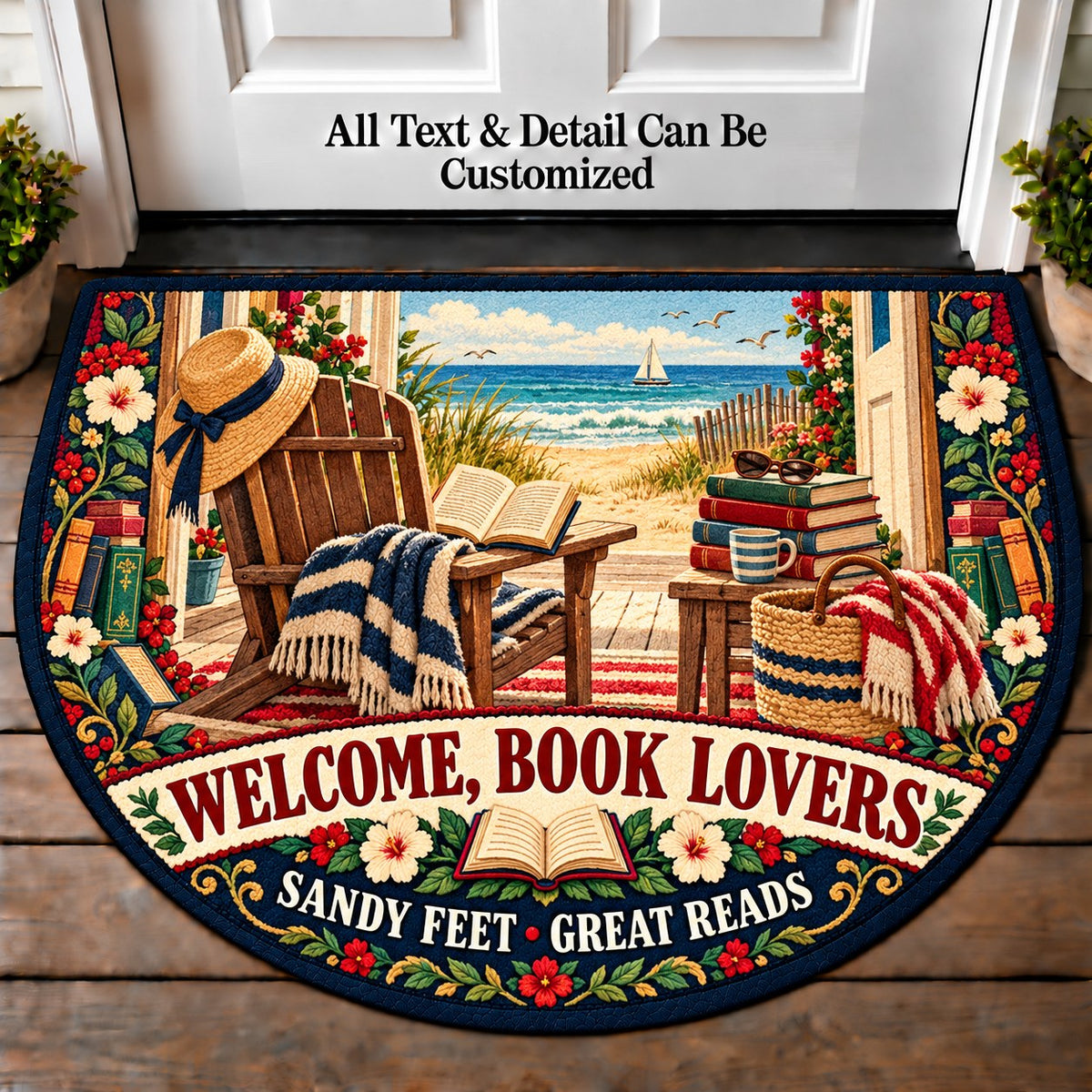 Beach Read - Book Lovers Personalized Half Round Mat | 5To9Vibe