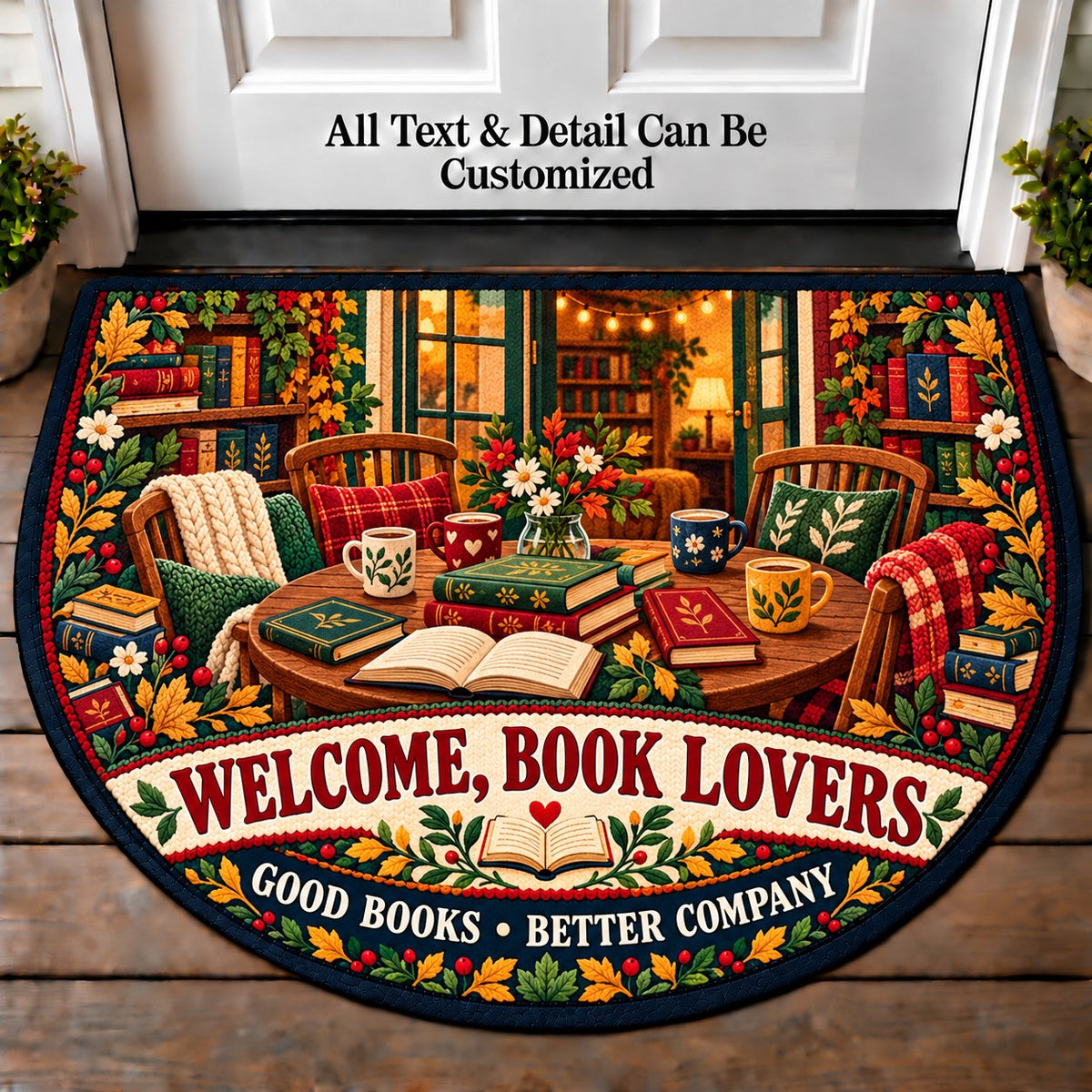 Book Club Night - Book Lovers Personalized Half Round Mat | 5To9Vibe