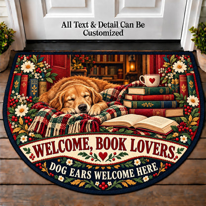Books and Dogs - Book Lovers Personalized Half Round Mat | 5To9Vibe