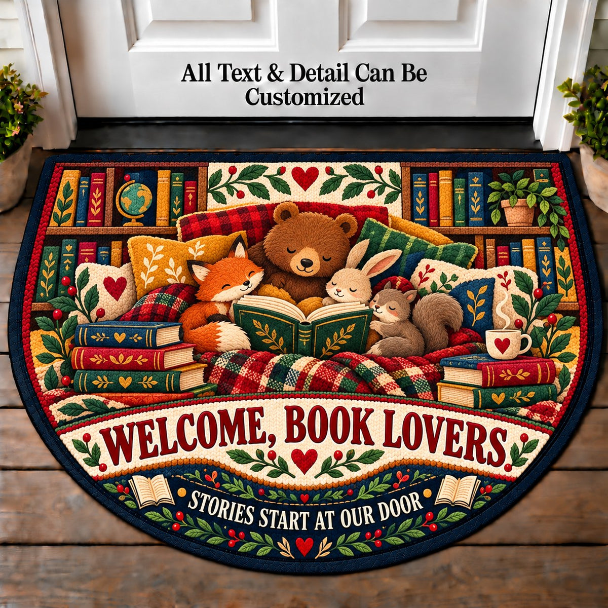Children's Storytime - Book Lovers Personalized Half Round Mat | 5To9Vibe