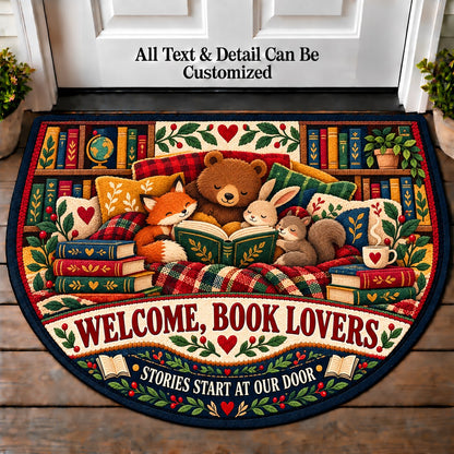 Children's Storytime - Book Lovers Personalized Half Round Mat | 5To9Vibe