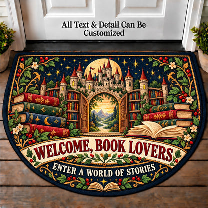 Fantasy Castle Shelf - Book Lovers Personalized Half Round Mat | 5To9Vibe