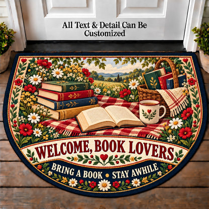 Paperback Picnic - Book Lovers Personalized Half Round Mat | 5To9Vibe