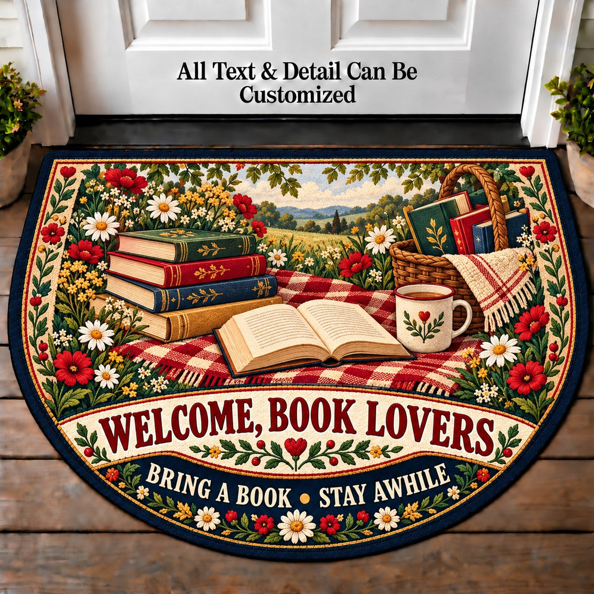 Paperback Picnic - Book Lovers Personalized Half Round Mat | 5To9Vibe