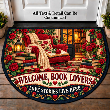 Romance and Roses - Book Lovers Personalized Half Round Mat | 5To9Vibe