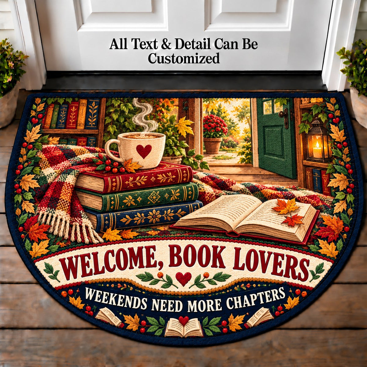 Weekend Chapter - Book Lovers Personalized Half Round Mat | 5To9Vibe