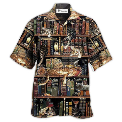 Hawaiian Shirt / Adults / S Book And Cat Sleep - Hawaiian Shirt 