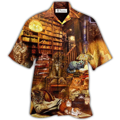 Hawaiian Shirt / Adults / S Book Happiness Is A Good Book And A Cat I'm So Happy - Hawaiian Shirt 