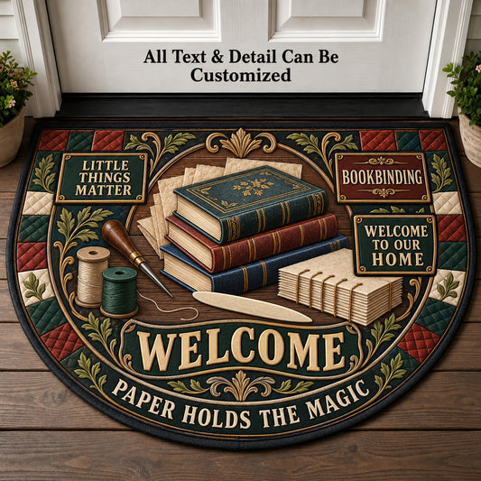 Bookbinding Personalized Half Round Mat | 5To9Vibe