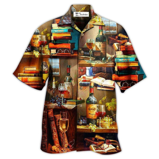 Hawaiian Shirt / Adults / S Book And The Smell Of Fine Drink Wine - Hawaiian Shirt 