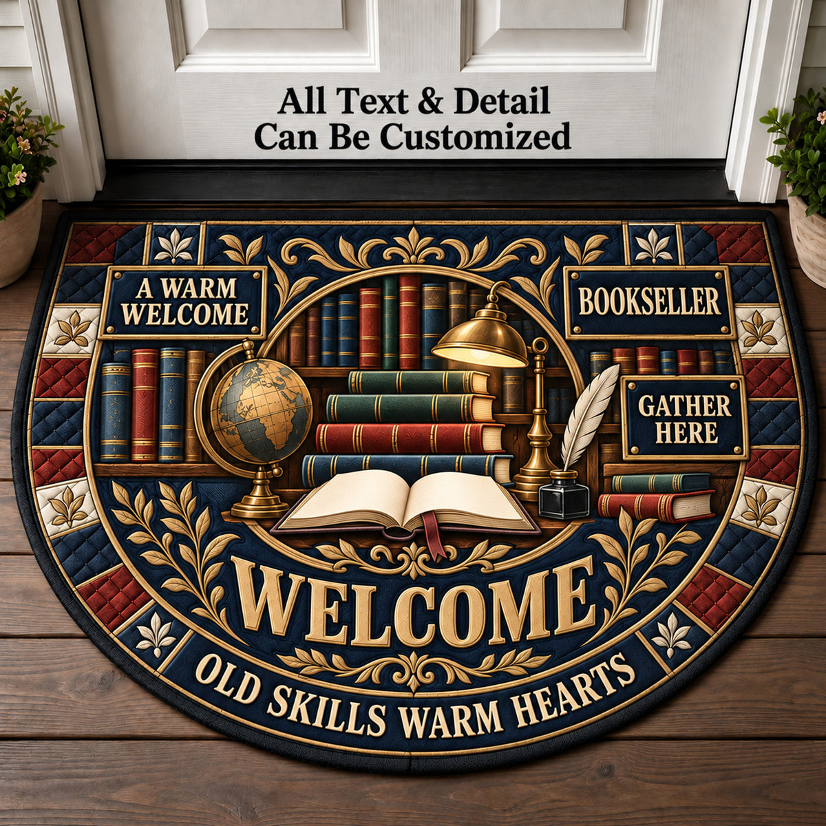 Bookseller Personalized Half Round Mat | 5To9Vibe