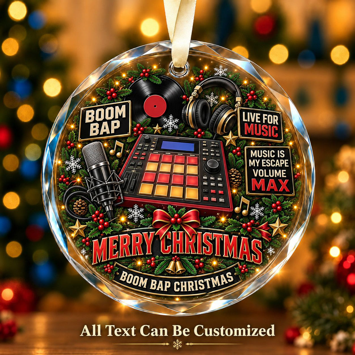 Boom Bap Personalized Glass Ornament | 5To9Vibe