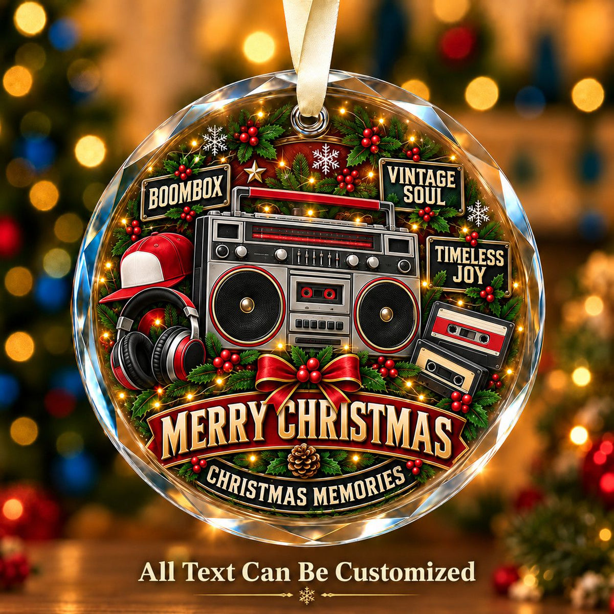Boombox Personalized Glass Ornament | 5To9Vibe
