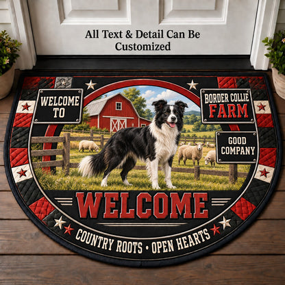 Border Collie Farm Personalized Half Round Mat | 5To9Vibe