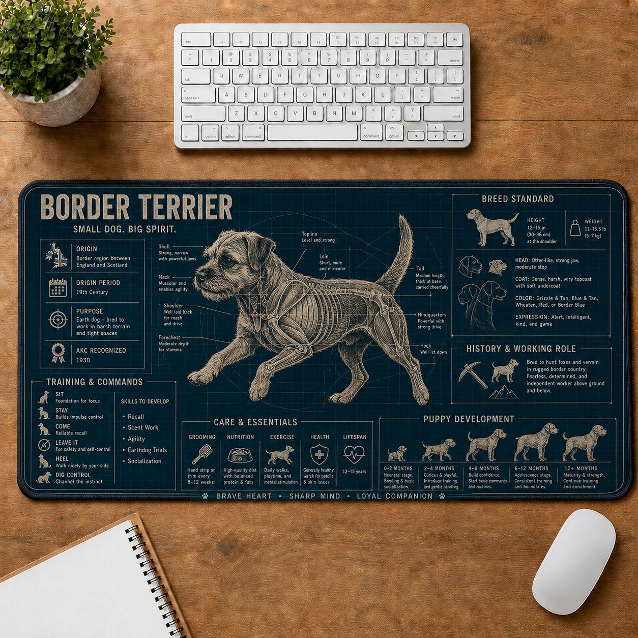 Border Terrier Dog Breed Visual Guide Desk Mat | 5To9Vibe