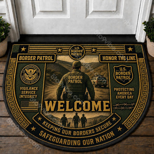 Border Patrol Welcome Mat – "Honor The Line" Patriotic Law Enforcement Doormat - 5to9vibe