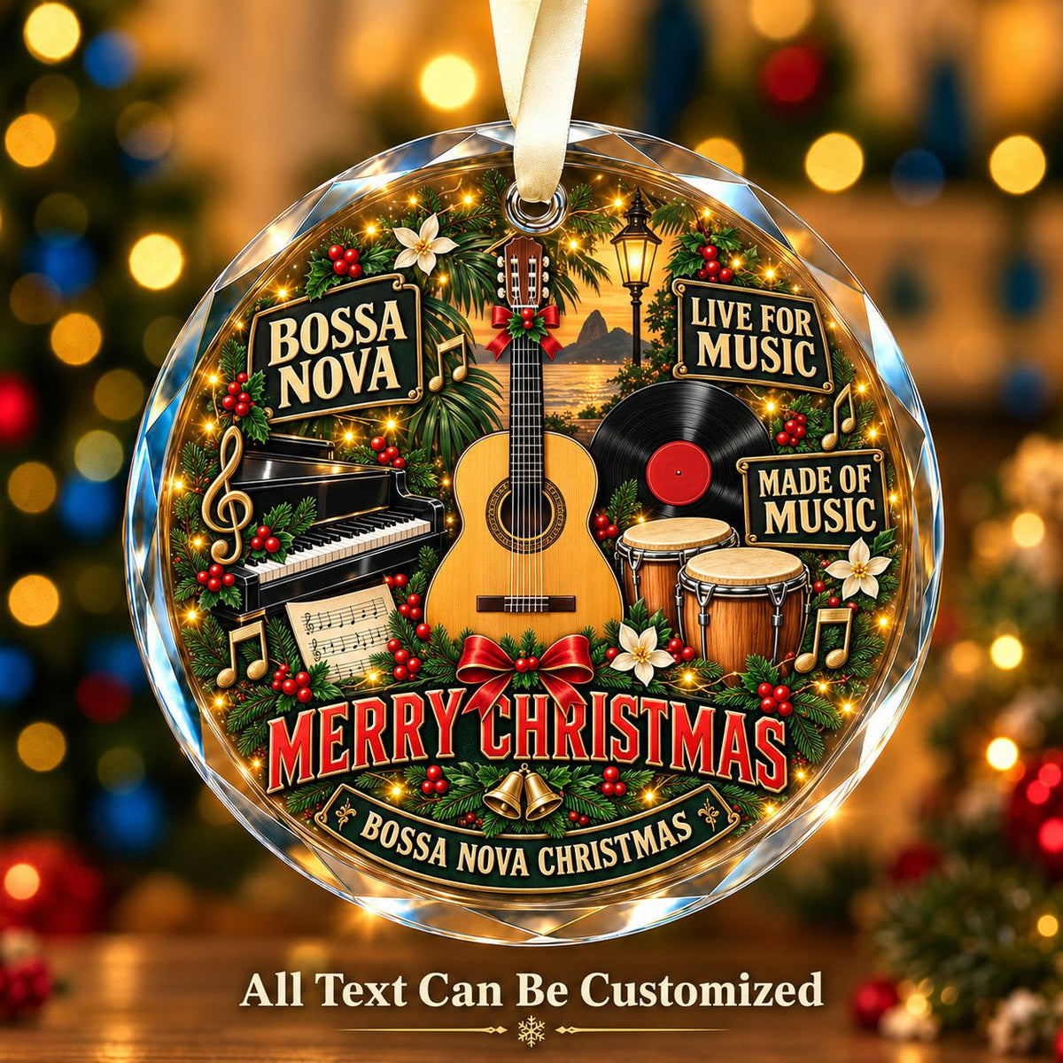 Bossa Nova Personalized Glass Ornament | 5To9Vibe