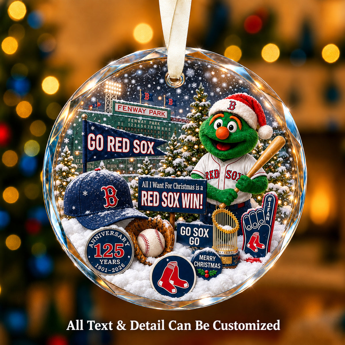 Baseball team Style 05 Glass Ornament mockup | 5To9Vibe
