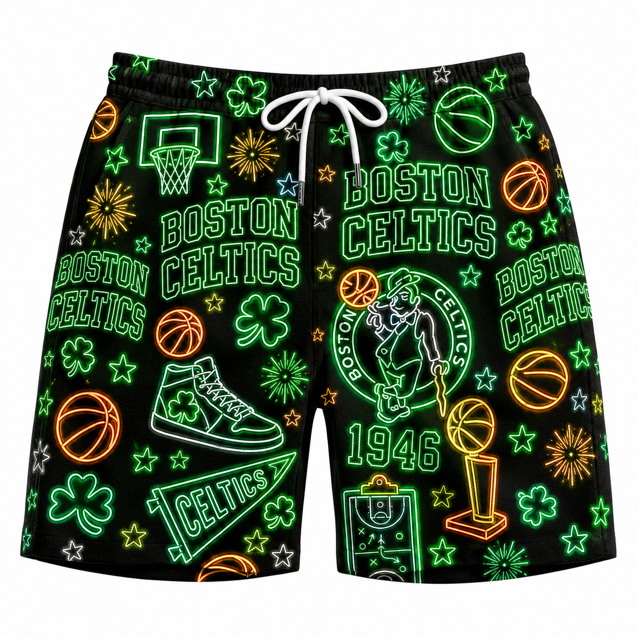 All Basketball Teams Neon Pattern Vibe Summer Party Button-Up Unisex Hawaiian Shirt For Men and Women