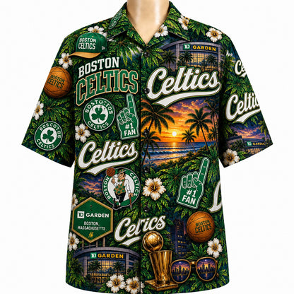 All Basketball Teams Tropical Sunset Paradise Pattern Vibe Summer Party Button-Up Unisex Hawaiian Shirt For Men and Women