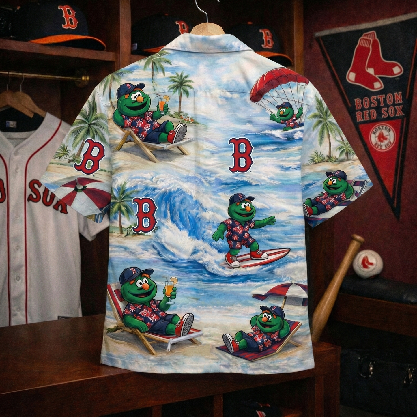 Camisa Hawaiana Unisex BRS Baseball Mascot Beach Viber con Botones para Hombres y Mujeres