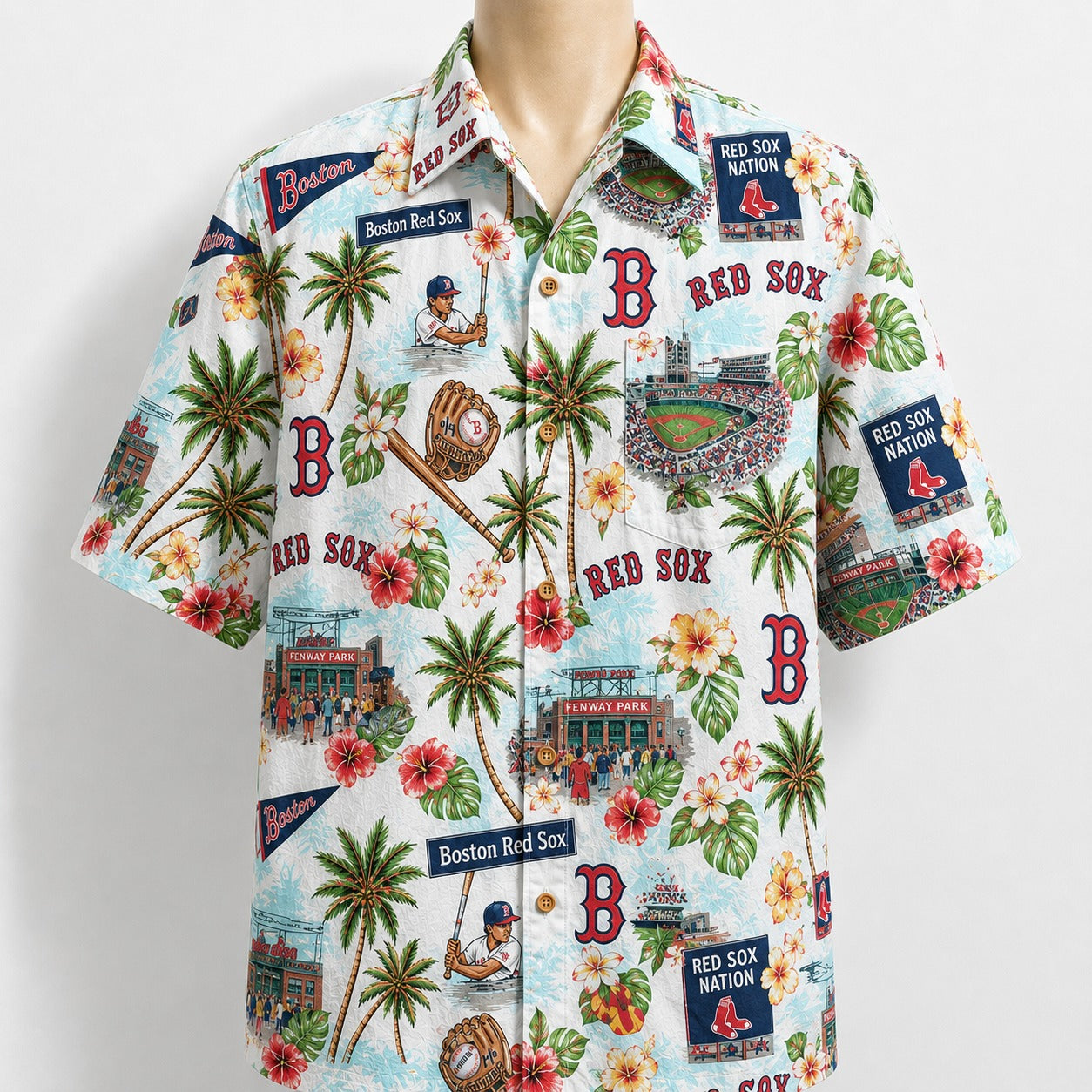 CC Baseball Teams Scenic Pattern Button-Up Unisex Hawaiian Shirt For Men and Women