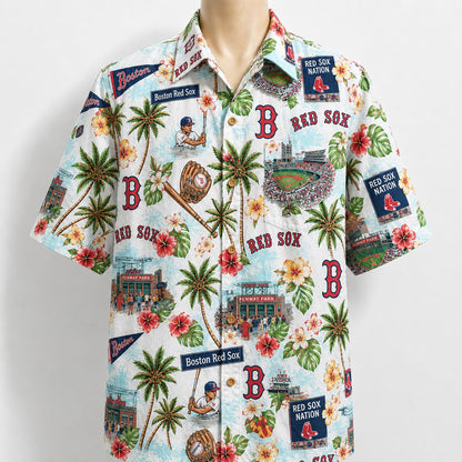 CC Baseball Teams Scenic Pattern Button-Up Unisex Hawaiian Shirt For Men and Women