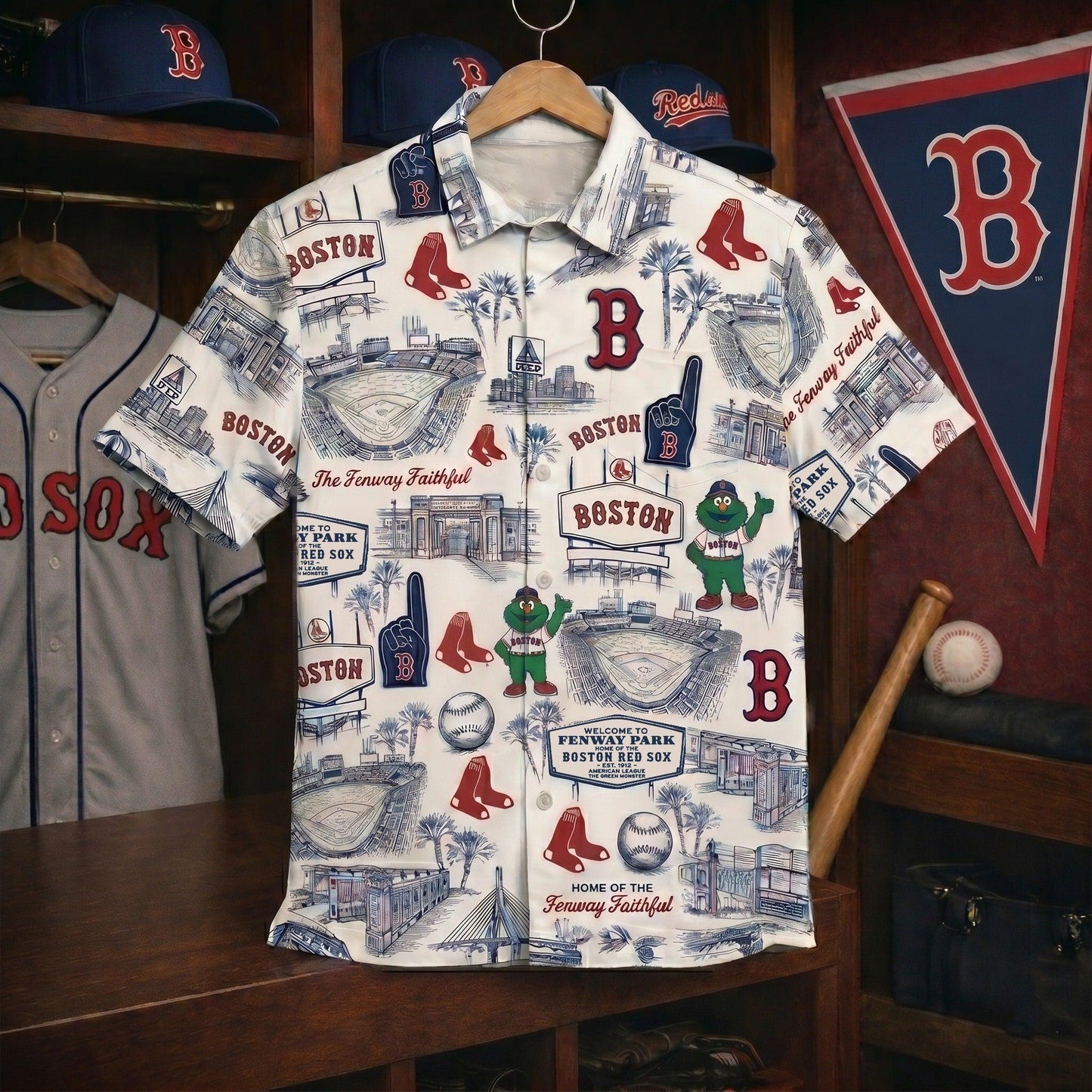 Camisa Hawaiana de Manga Corta Unisex BRS Baseball Stadium Slogan Legacy Edition Vintage