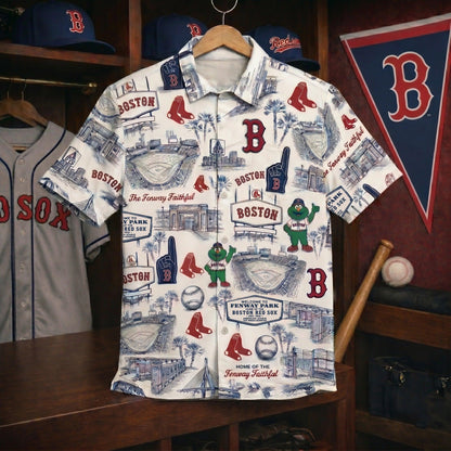 Camisa Hawaiana de Manga Corta Unisex BRS Baseball Stadium Slogan Legacy Edition Vintage