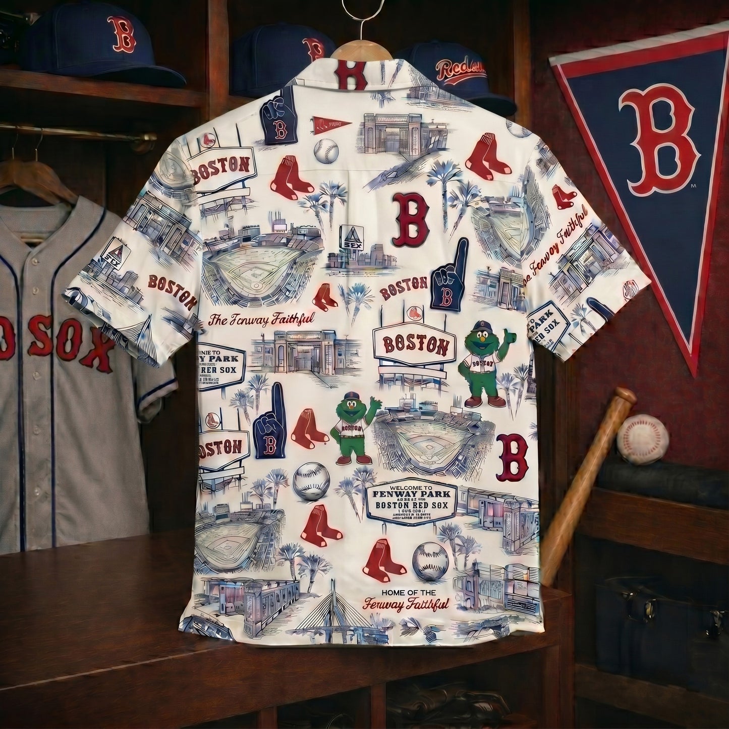 Camisa Hawaiana de Manga Corta Unisex BRS Baseball Stadium Slogan Legacy Edition Vintage