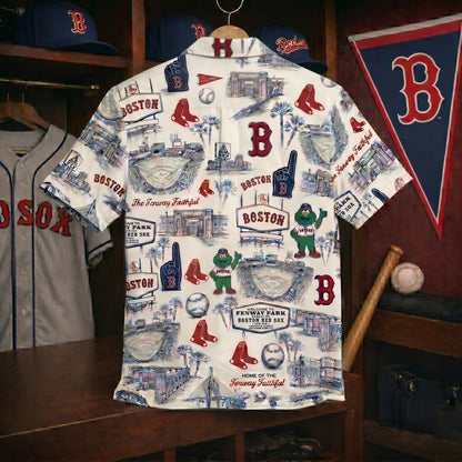 Camisa Hawaiana de Manga Corta Unisex BRS Baseball Stadium Slogan Legacy Edition Vintage