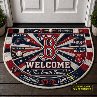 Official-Inspired Baseball Fan Custom Quilted Print Premium Welcome Mat Washable Black Border – Personalized Baseball Doormat