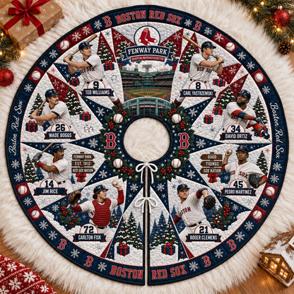 All Baseball Teams Vintage Players & Stadium Holiday Quilt Christmas Skirt Tree for Baseball Fans - 5To9Vibe